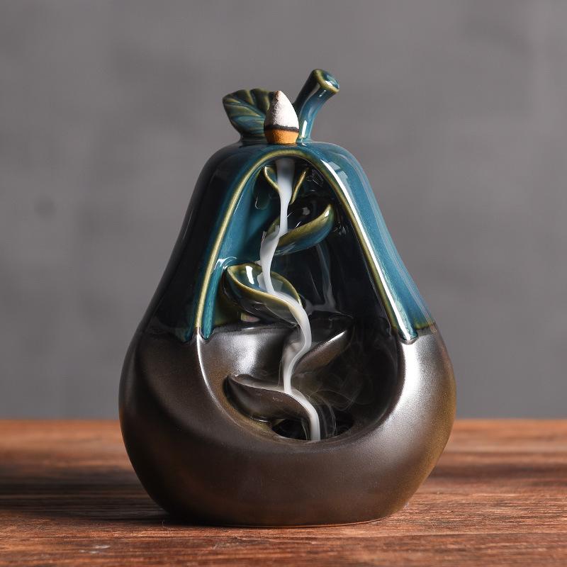 

Creative Gift Apple Pear Shaped Backflow Incense Burner Waterfall Aromatherapy Furnace Censer Incense Holder Home Decor зелений
