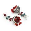 Estele Rhodium Plated Oxidised Gorgeous Jhumka Earrings with Red & Green Enamel for Women