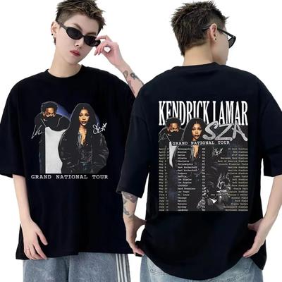 Vintage Kendrick LamarSza Grand National Tour 2025 Neues Album T-Shirts Herren Hip Hop Oversized Baumwoll-T-Shirt Damen Streetwear