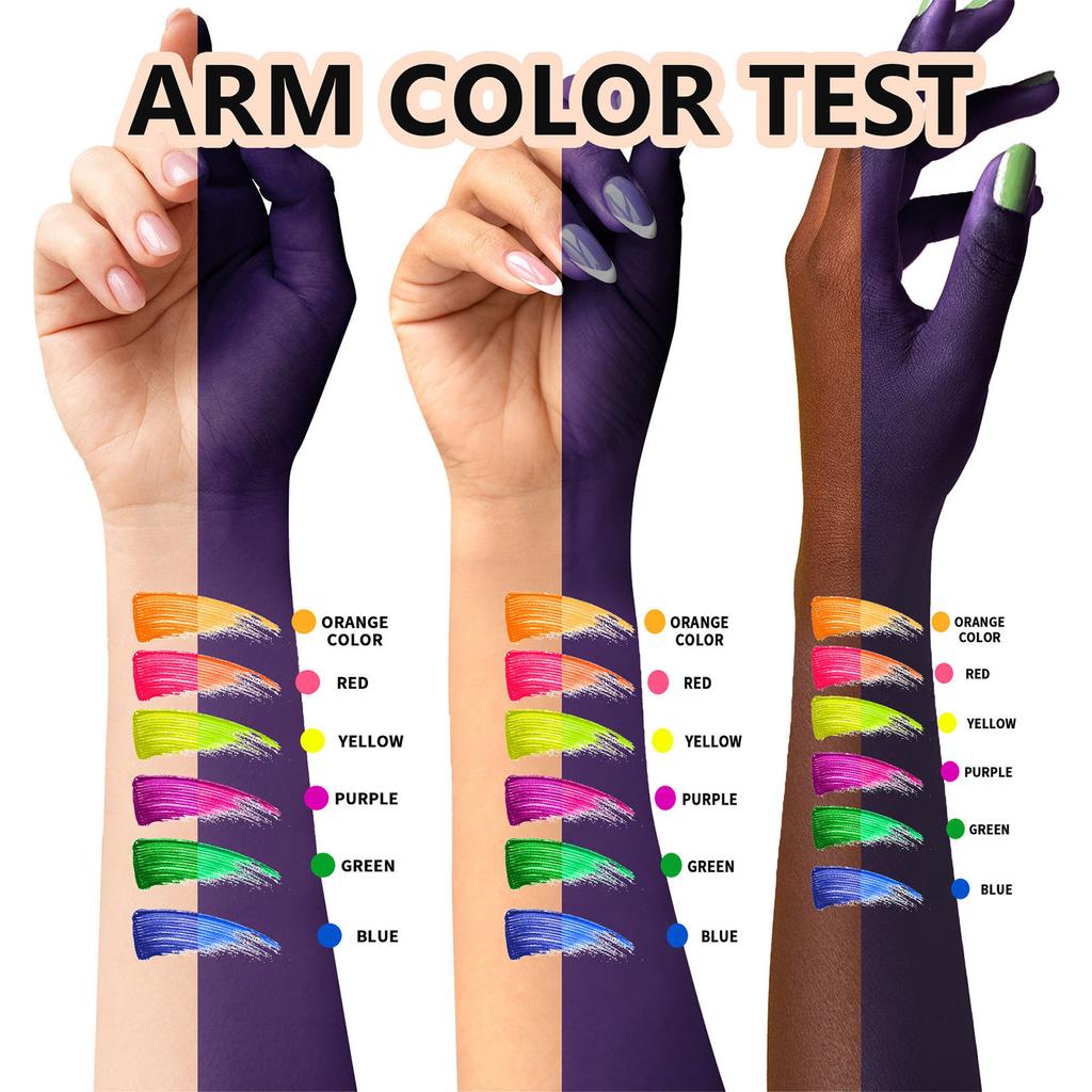 UV-reaktive Glow-in-the-Dark-Mascara Elektrische Farben für Rave-Partys, Festivals und Themenveranstaltungen Schweißfeste Formel