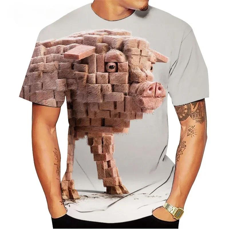 3D printed T-shirt animal pig and sheep series T-shirt men's women's