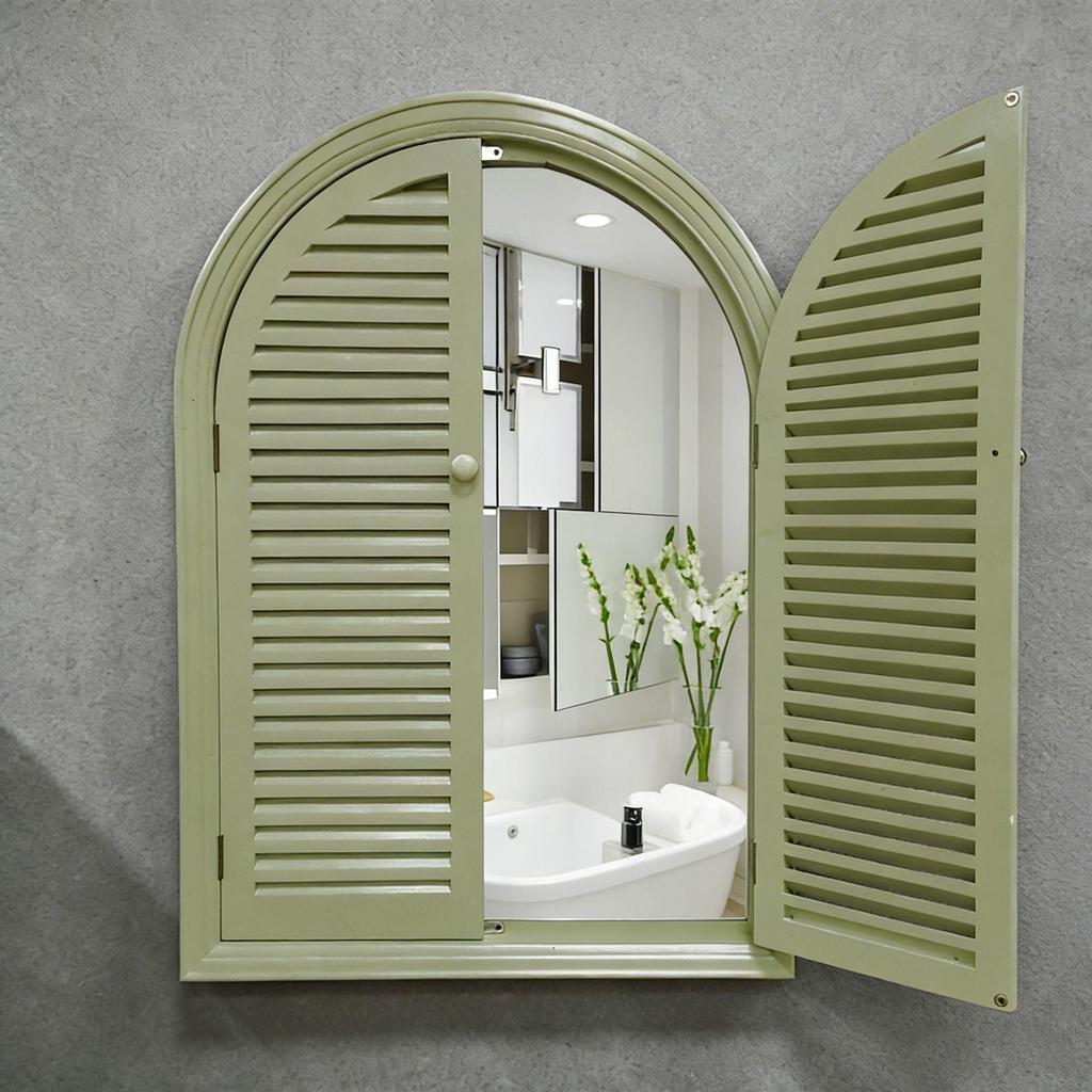 French-Style Solid Wood Shutter Mirror for Electrical Box Covering and Corridor Decor