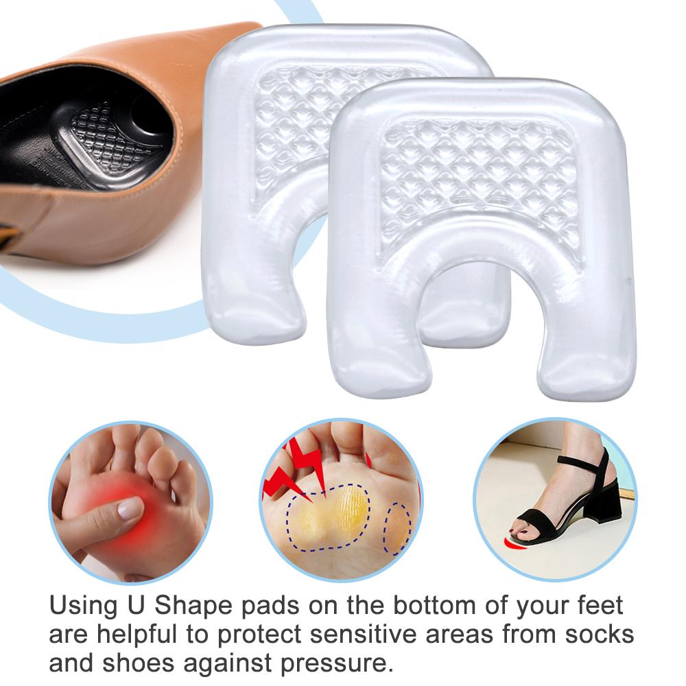 

Callus Cushions Forefoot Pads Foot Corn Protector Sticker Toe Protector U-Shaped Gel Callus Pads Transparent