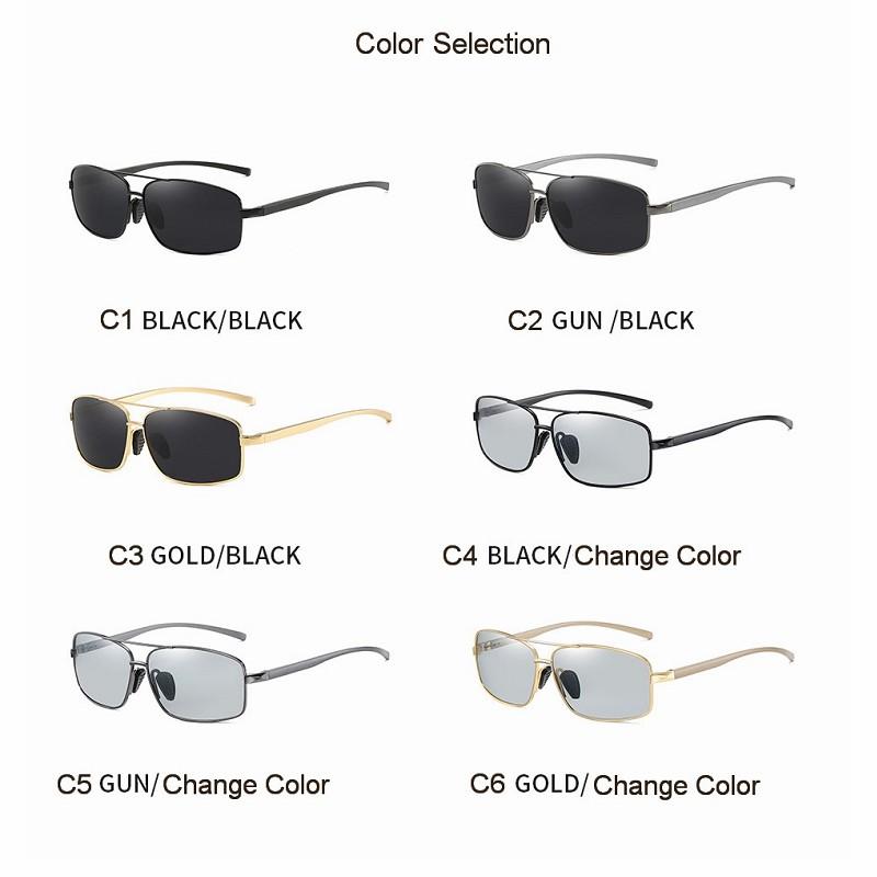 Rectangle Metail Frame Polarized Sunglasses Men Brand Designer Color Changing Sun Glasses Male Sun Glasses Driving UV400