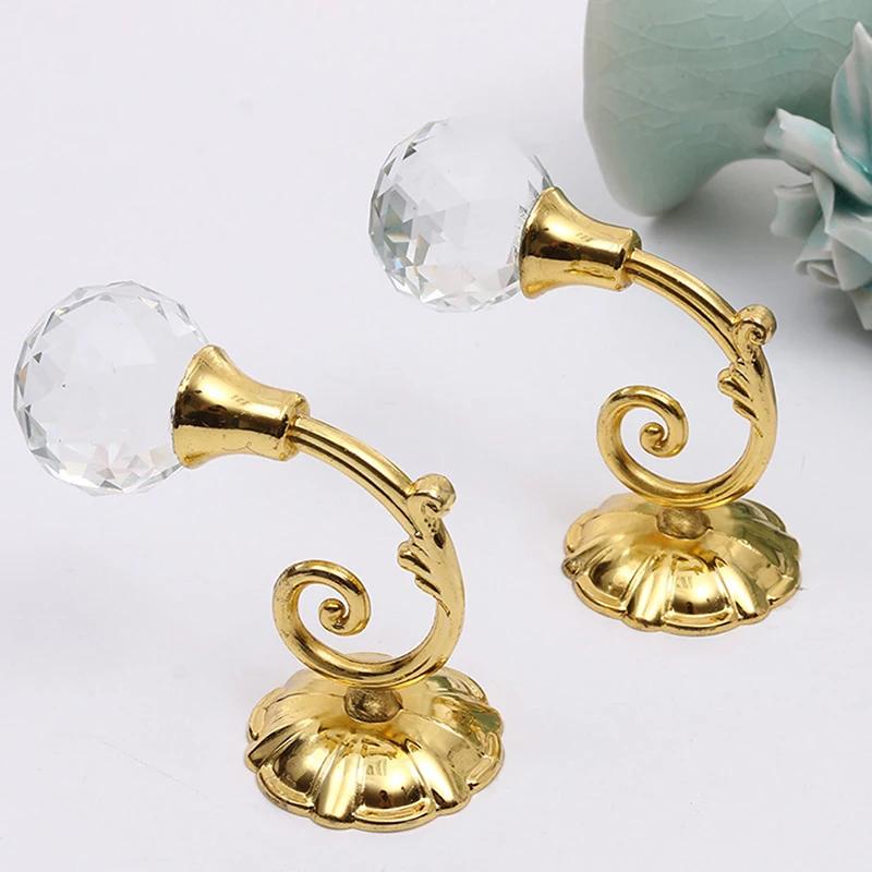 

2PCS U Shaped Curtain Holdback Buckle Hooks Crystal Ball Wall Mounted Hanger Window Home Decor Vintage Tassel Holder золотой