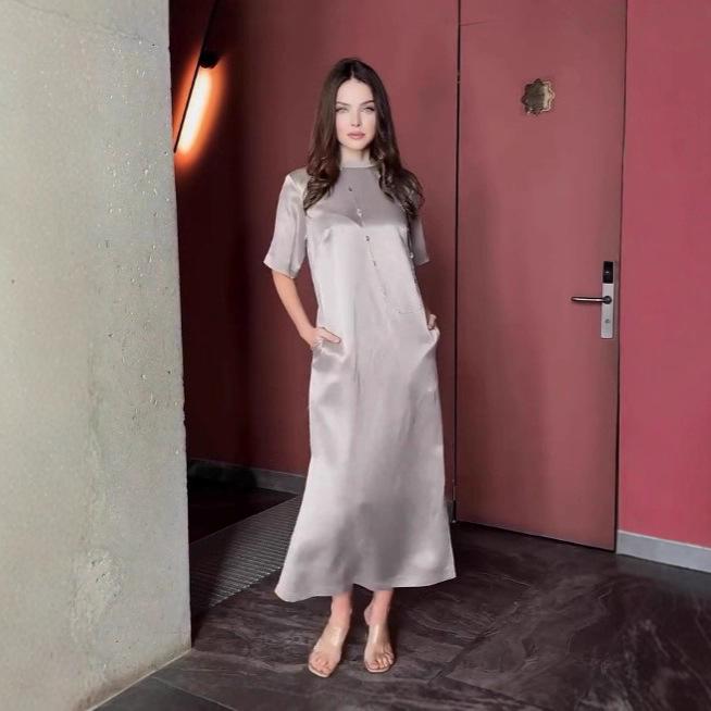 European & American 2025 Summer Loose Casual Mid-Length Women's T-Shirt Dress