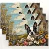 1pcs Boston Terrier Linen Placemats,  Decorative Dog Design for Dining, Kitchen, Indoor Festivals, and Home Decor
