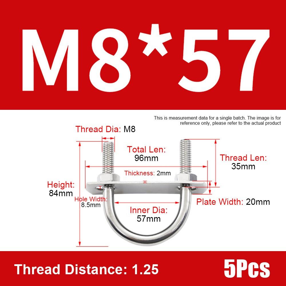 1Set With Baffle M8 Round Tube Clamp 304 Stainless Steel Round Bolt  for Round Tube