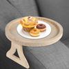 Natural Pine Wood Sofa Side Tables Round Portable and Foldable Sofa Armrest Clip-On Tray Waterproof Sofa Couch Arm Rest