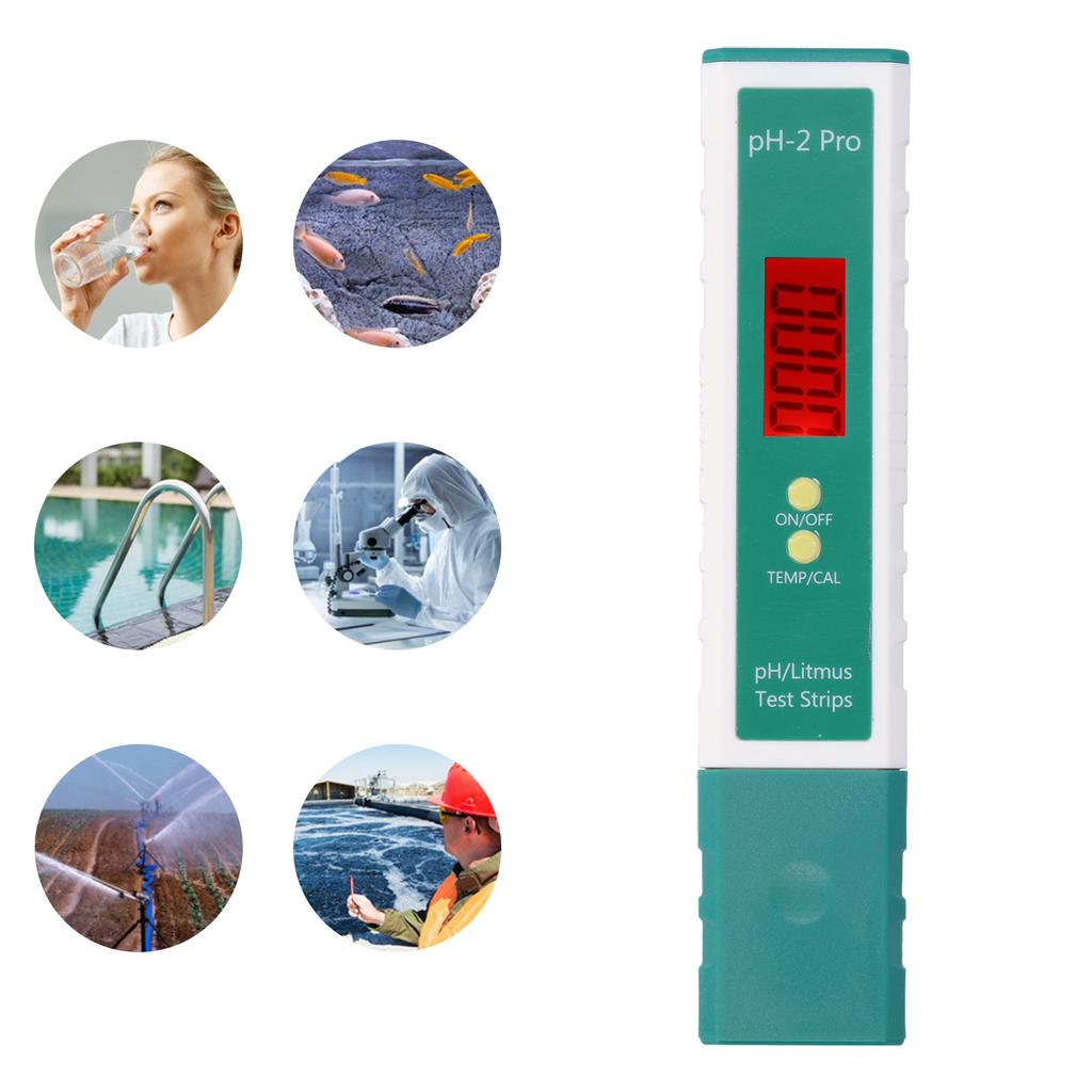 PH Meter Digital PH Tester Pen with Test Strip Function Thermometer for Drinking Pool Water