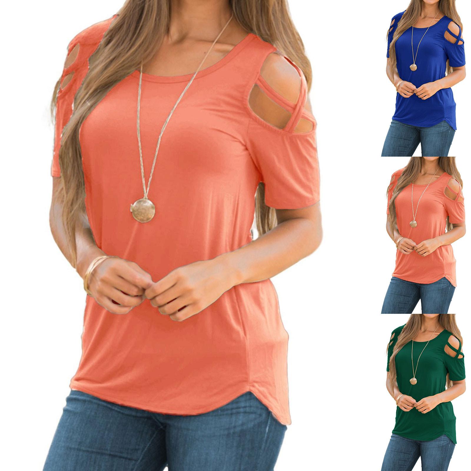 

Женские летние футболки с короткими рукавами и открытыми плечами с принтом, топы, блузки