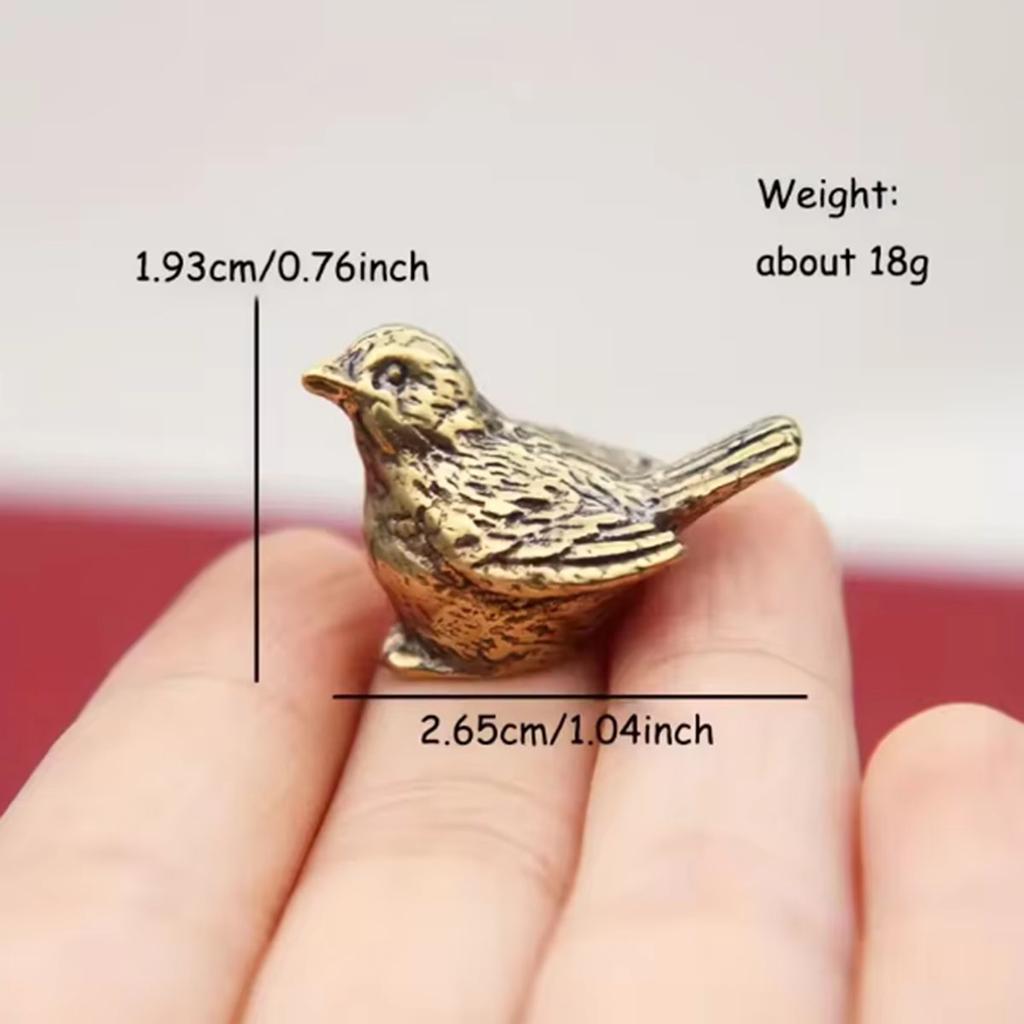 1/2pcs Vintage Ornaments Mini Vintage Brass Bird Statue Retro Sparrow Figurines Small Animal Sculpture for Living Room Bedroom H