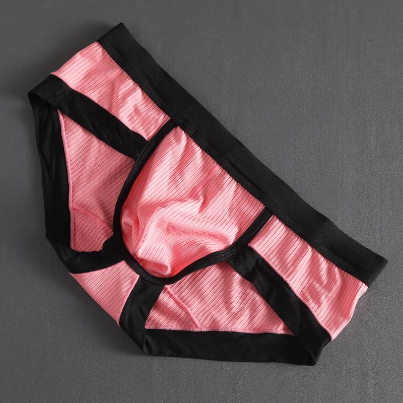 Men's Sexy Low Waist Triangle Briefs with Hip Lifting Design, High Elastic Polyester-Cotton Blend, Large Pouch