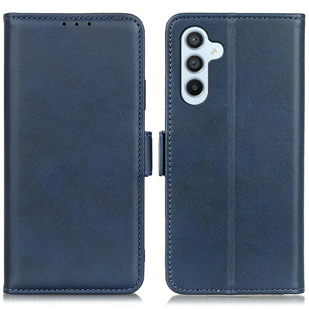 

For Samsung Galaxy A17 Case Stand Cowhide Texture PU Leather Phone Cover Blue
