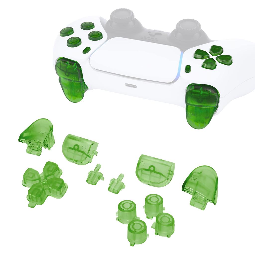 eXtremeRate Replacement for PS5 Controller Share Optional Face Clear Full Button Set for PlayStation 5 Controller Controller Not Included D-Pad