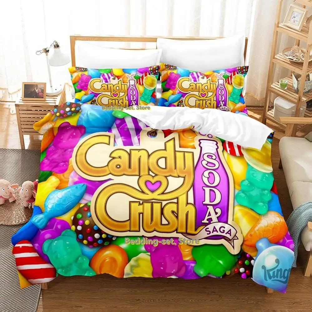 

Kawaii Candy Crush Soda Saga Bedding Set Single Twin Full Queen King Size Bed Set Adult Kid Bedroom Duvetcover Sets Anime Bed 70x133cm 2pcs