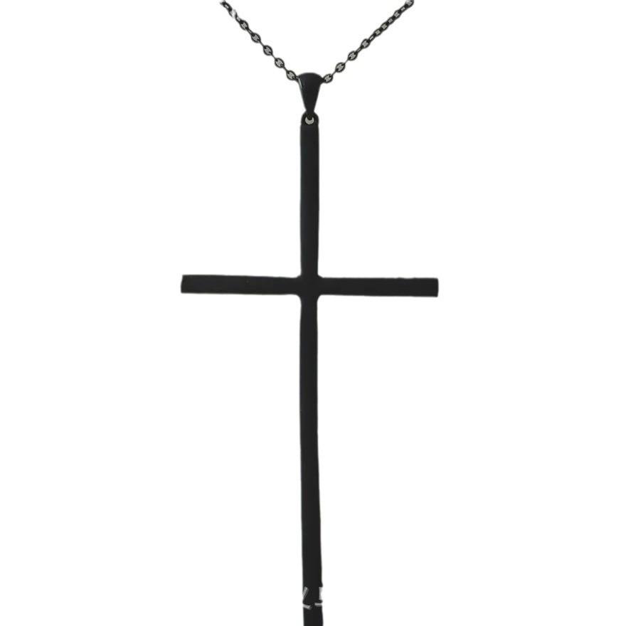 Geometric Black Cross Jewelry With Electroplated Alloy Pendant For Elegant Women