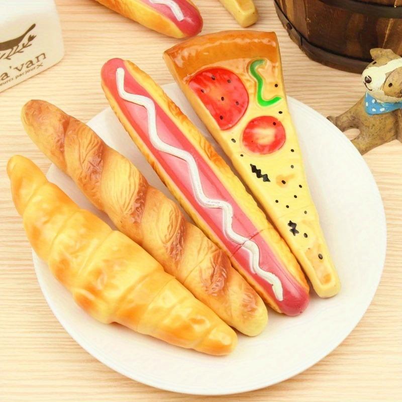4pcs Creative Students Learning Stationery Simulation Pizza Ballpoint Pen Black Refill Hot Dog Bread Pen Funny and Interesting