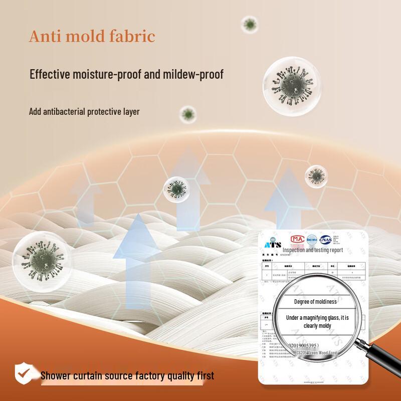 Fangk No-Punch Waterproof Shower Curtains & Telescopic Rods