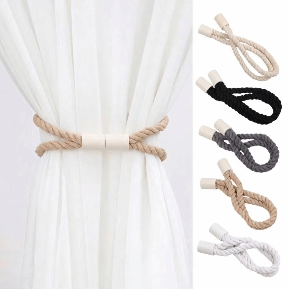 2Pcs Magnetic Curtain Tiebacks Braided Rope Curtain Buckle Curtain Holder Bedroom