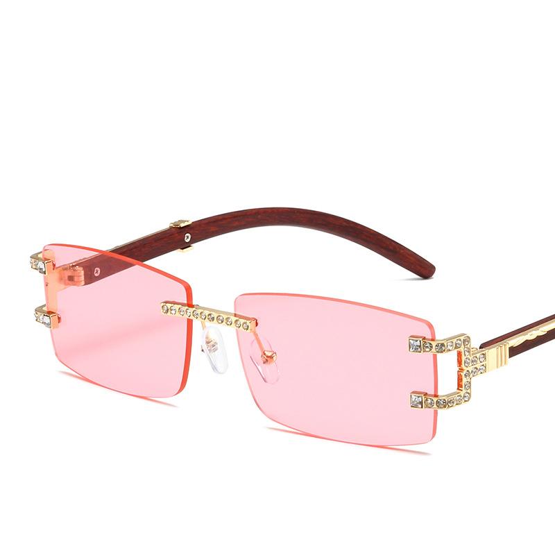 Rimless Diamond Square Sunglasses Women Men Luxury Designer Sun Glasses Vintage Small Frame Punk Shades UV400