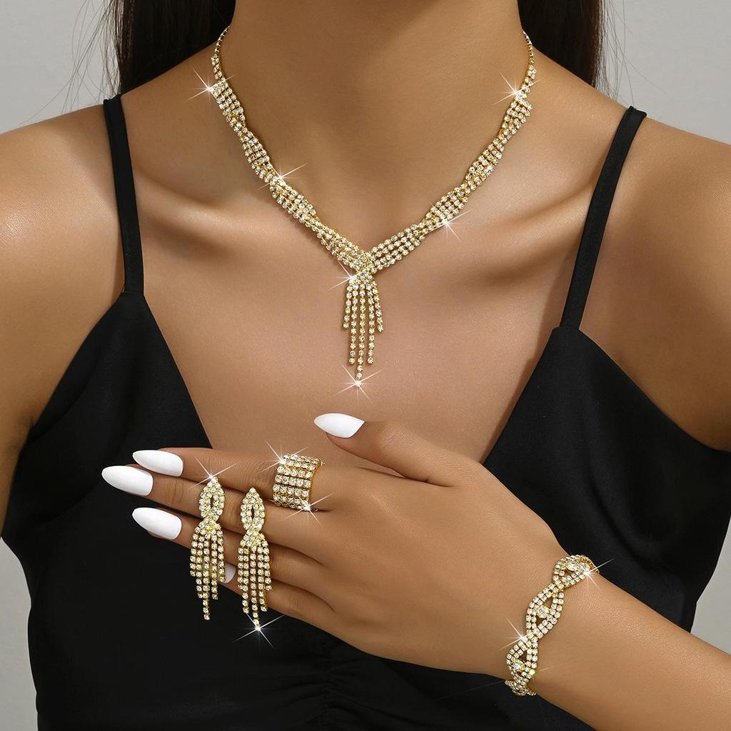 Silberschmuck-Set: Damen-Hochzeitsfotografie-Accessoires mit Halskette & Ohrringen in unabhängiger Verpackung