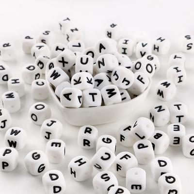 Kovict 50pc Alphabet English Silicone Letter Beads For Jewelry Making Bulk 10mm  For Personalized Pacifier Jewelry Accessories