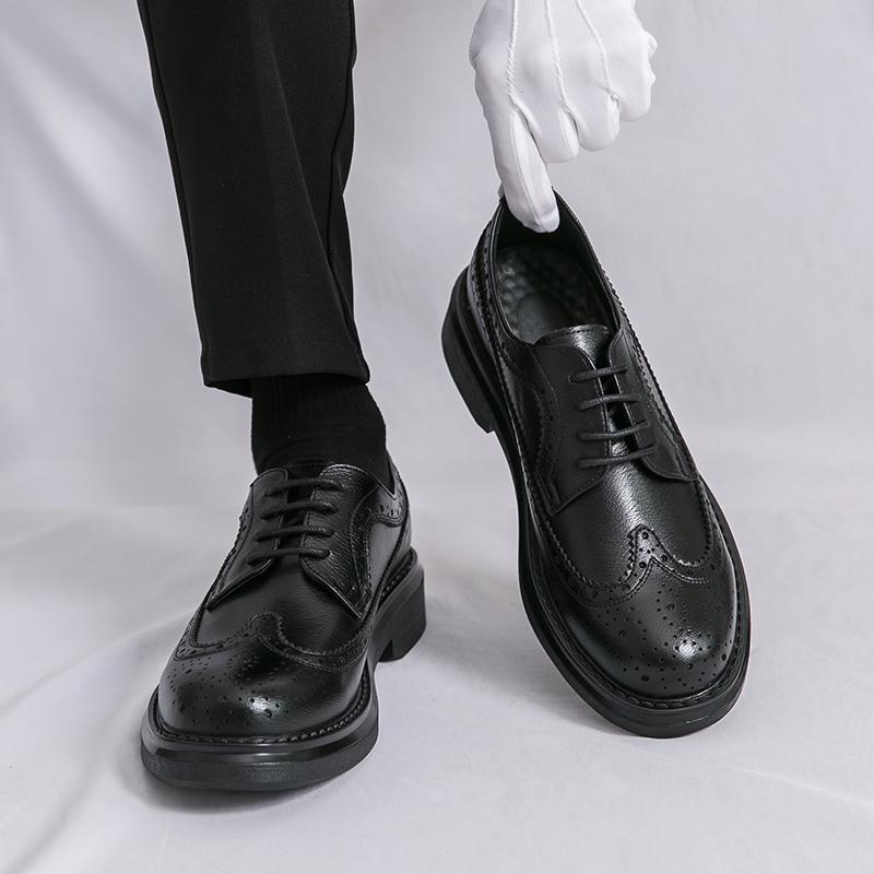 Módní boty v britském stylu pro muže z pravé kůže, společenské formální oxfordky, kvalitní kožená prodyšná pohodlná svatební obuv