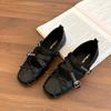 Französisches Retro-Design Mary Jane Schuhe mit quadratischer Spitze und Kreuzschnalle Damen 2025 Sommer neue vielseitige Ballerinas
