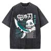 Anime Demon Slayer Infinity Castle Printed Tshirt Mens and Womens Washed Tshirt High Quality Vintage Cotton Tshirt Top