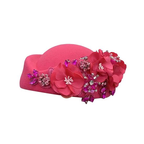 Teselskaphatt for kvinner jenter stoffblomst fascinatorhatt vintage cocktailparty pillbox-hatt rollespill bowler party-tilbehør