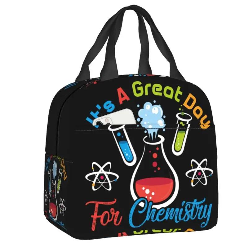Science Chemistry Pattern Insulated Lunch Bags for Women Biology Resuable Thermal Cooler Food Lunch Box Work School Travel