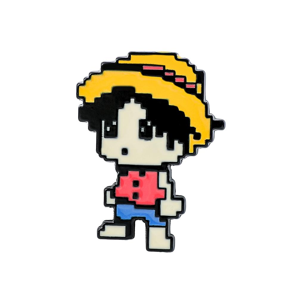 

Cartoon Pixel Enamel Pin Brooch - Personality Monkey D. Luffy Franky BROOK - Metal Badge for Clothing Backpack Jewelry Gift