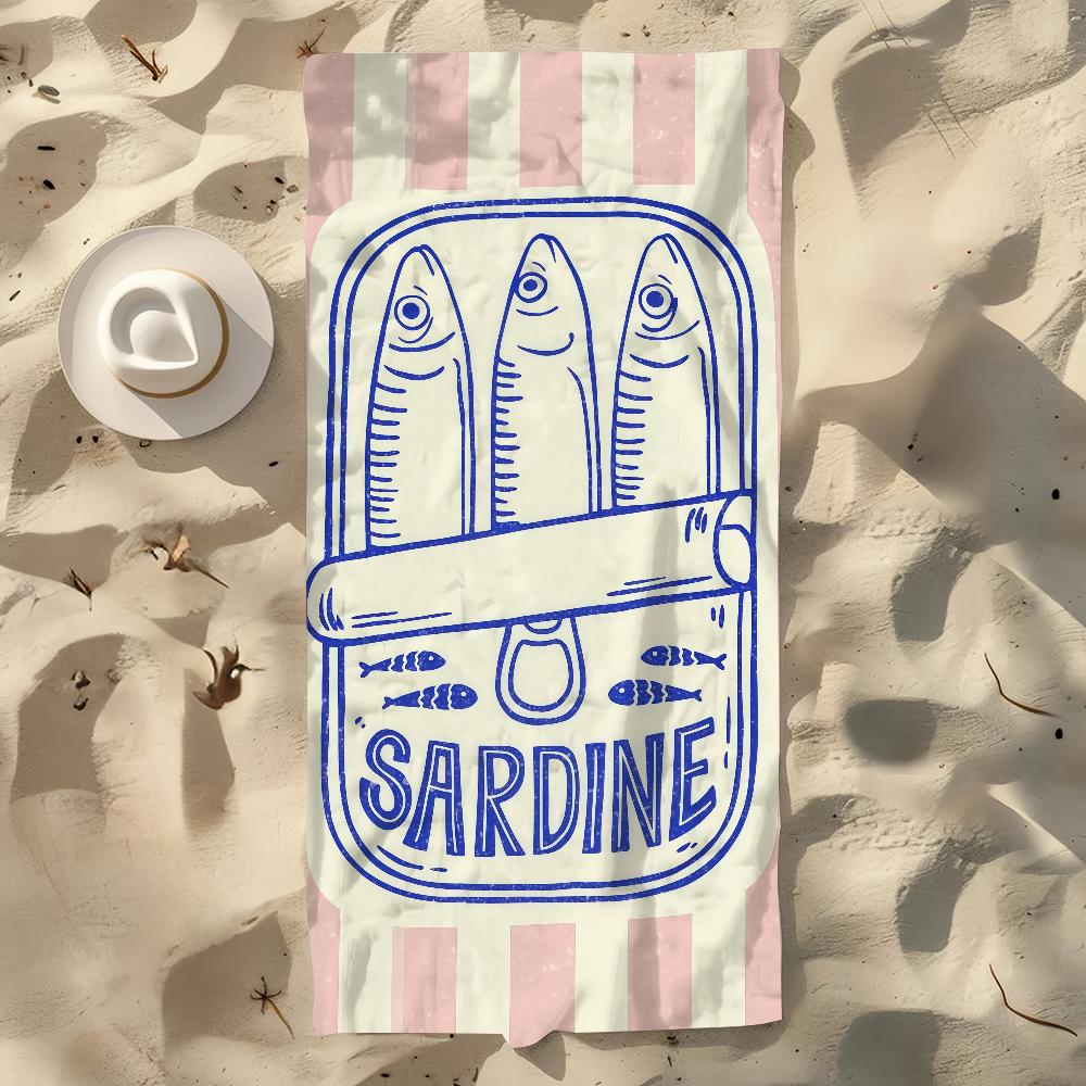Sardines Nordic Towel Beach Towel Oversized Quick Dry Towel Absorbent Soft Swim BeachTowels for Men Women