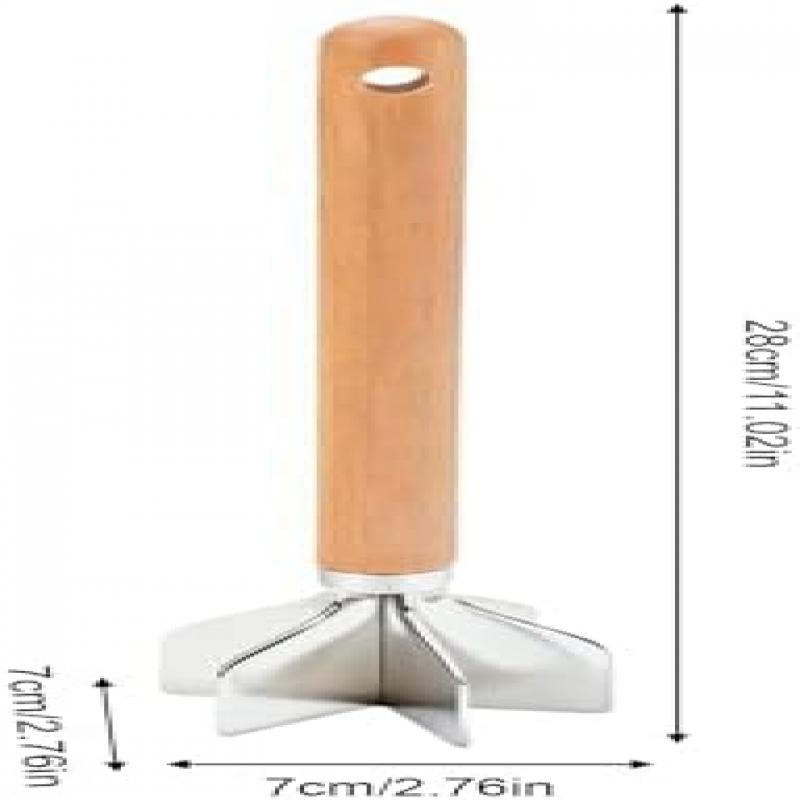 Kitchen Multi-Purpose Meat Mincer - Wooden Handle Food Masher, Sturdy for Meat, Potatoes, Chicken, Ideal for Home Kitchen and Restaurant Use