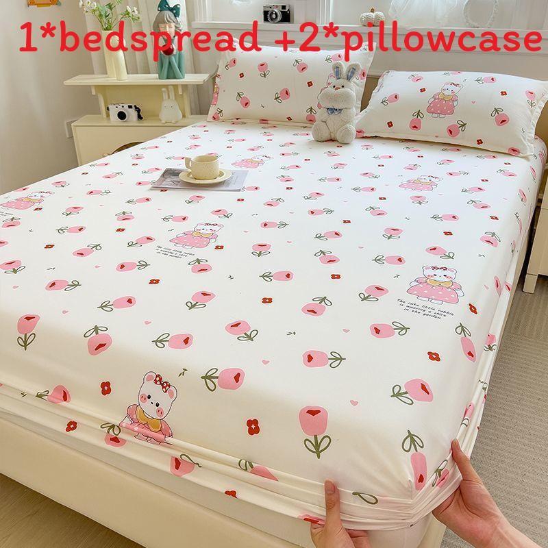 Dinosaur Dog Flower Bear Print Bedspread Set Cartoon Mattress Cover Protective