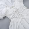 GMXIA Summer Polo Collar Puffy Sleeve Smock Top Corn-eye Webbing Slim-fit Halter Dress for Women