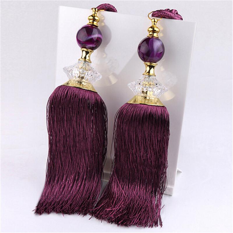 1 Pair Window Curtain Accessories Crystal Hanging Balls Tassel Hand Knitting