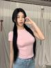 2026 European and American Trendy Women's Cropped Slim-Fit Solid Color Short-Sleeve T-Shirt