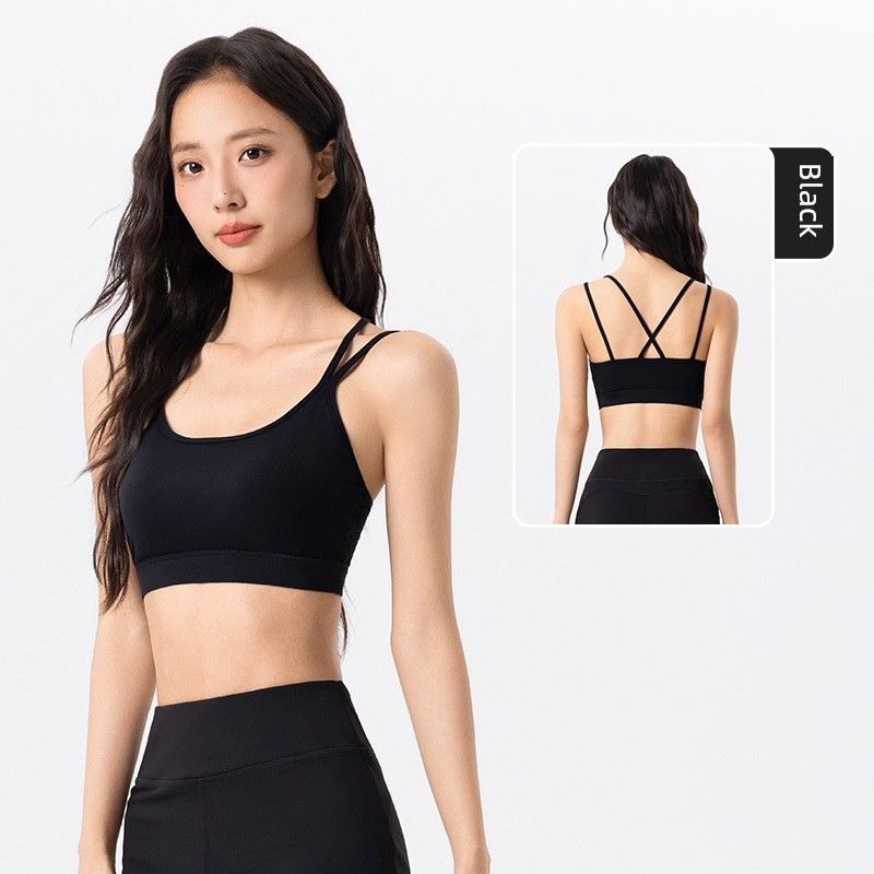 Lu Same Sports Vest Women's Fixed Cup Nude Feel Shock-Absorbing Bra Breast Holding Yoga Pilates Yoga Vest