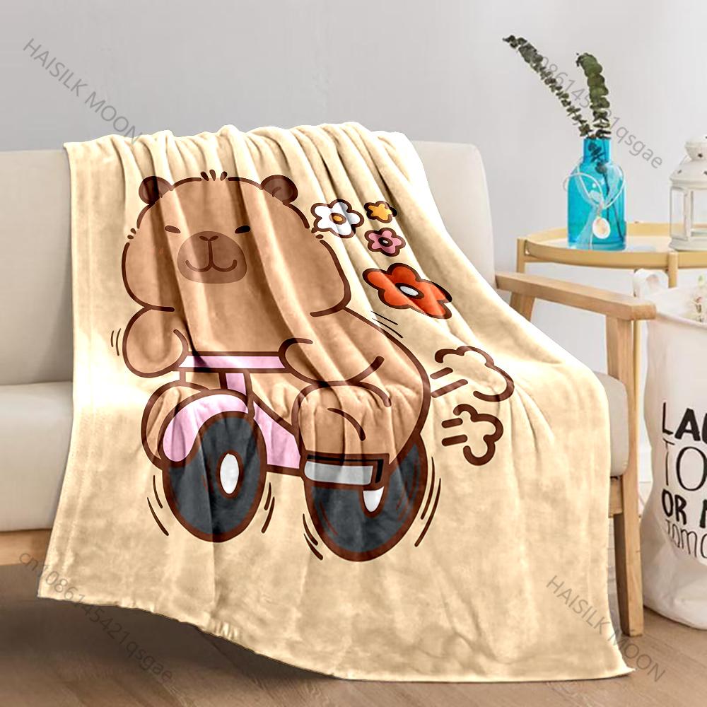 Various Sizes Capybara Cartoon Blanket Warm Soft Fluffy Throw King Size Luxury Throw Kid Adult Bed Sofa Blanket Travel Throw 75x90cm