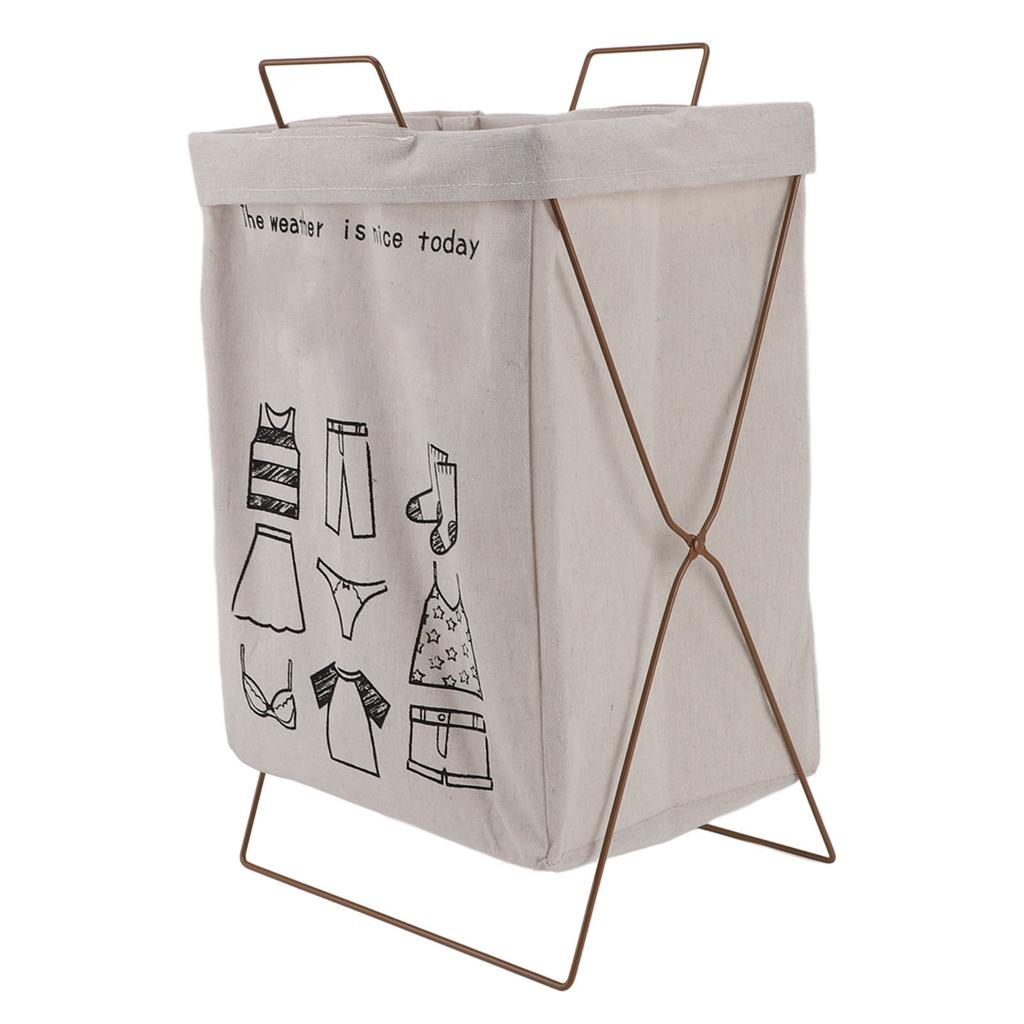 Collapsible Metal X Frame Laundry Hamper Waterproof Multifunctional Foldable Laundry Basket with