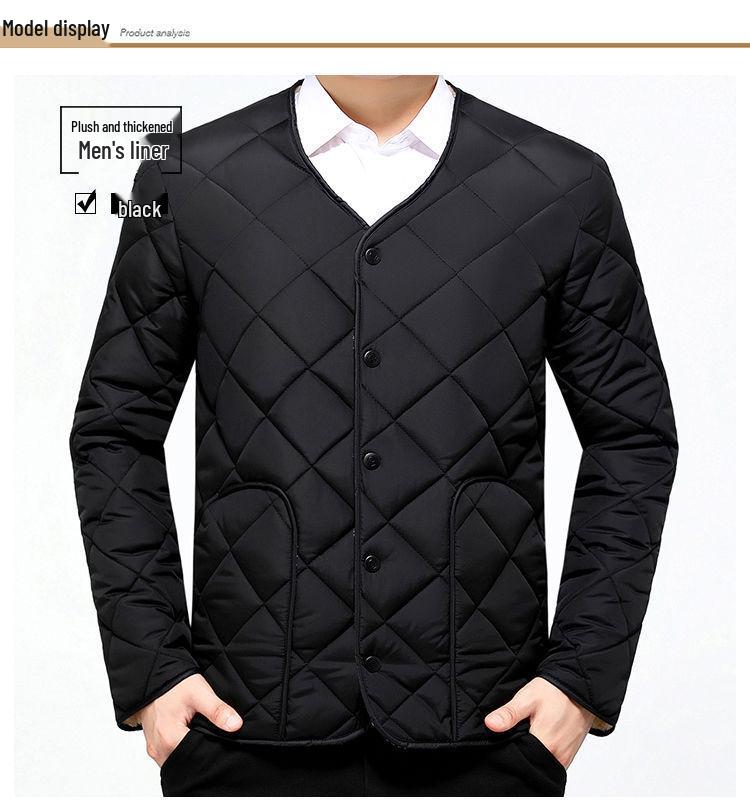 Men's Warm Down Cotton Jacket for Autumn/Winter - Thick Inner Layer, Large Size, Short Jacket for Middle-Aged and Elderly