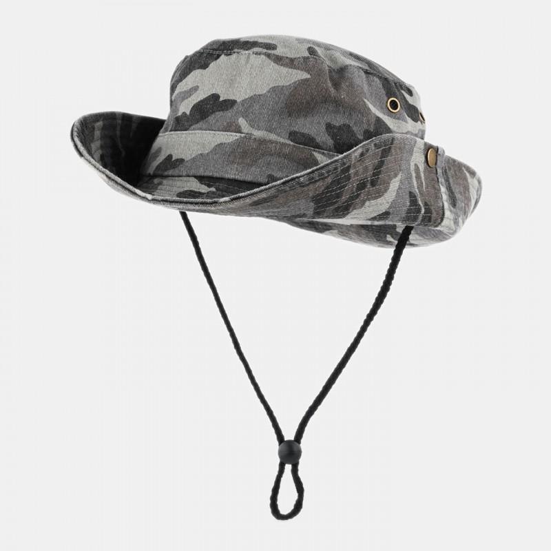 Camouflage Bucket Hat Men Women Sun Protection Outdoor Hiking Fishing Wide Brim