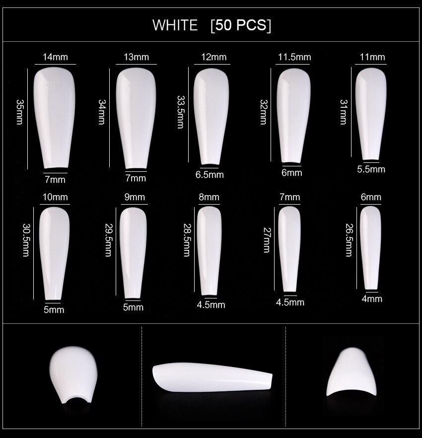 kads 500pcs False Nail Tips Ballerina 3 Colors/Box Nail Coffin Shaped Tips Long Full Cover Fake Nails Art Manicure 10 Size Clear