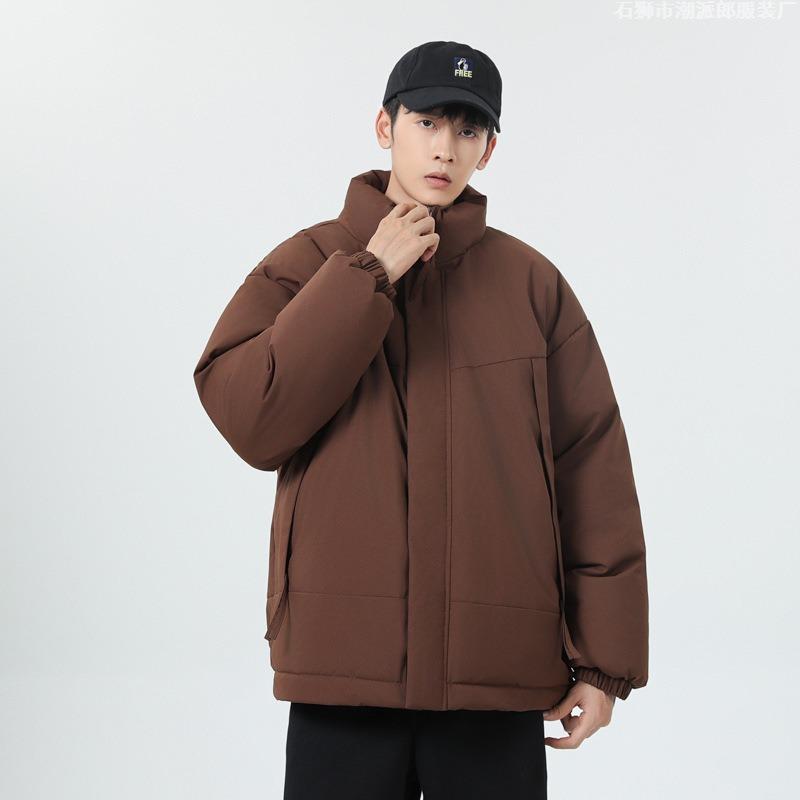 Stand-up collar cotton clothes men's winter loose warm bread clothes green trend casual cotton-padded jacket