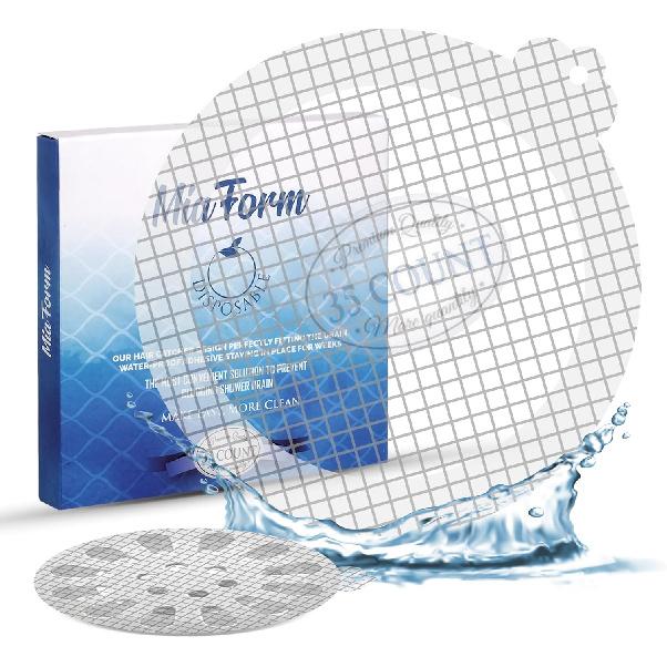 Disposable Hair Catcher Shower Drain Mesh Stickers, 35 Pack