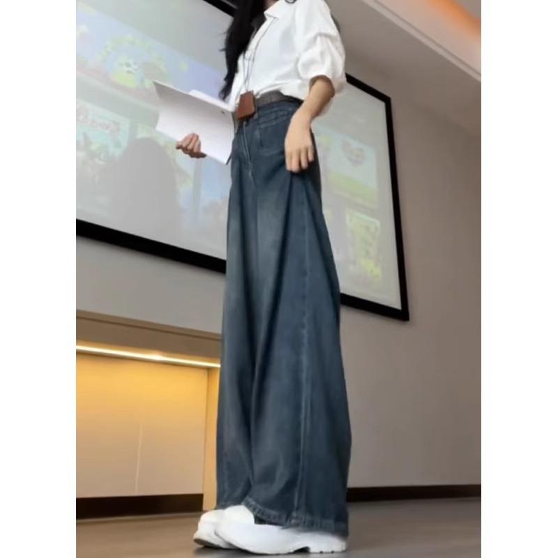 Women's Plus Size Fleece-Lined High Waist Straight Leg Jeans - 2025 Autumn/Winter Slimming Wide Leg Style