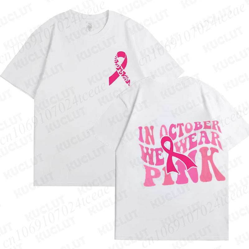 We Wear Pink Shirt Breast Cancer Awareness Tshirt Comfort Colors Pink Ribbon Front and Back Print Tshirts Cancer Support Gift