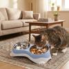 Raised Neck Protection Cat Ear Pet Double Bowl Anti-spill Pet Feeding Bowl  Small Pet Food Bowl